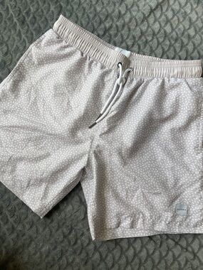 Allfenix Men's Light Taupe Printed Swim Trunks with Elastic Waist